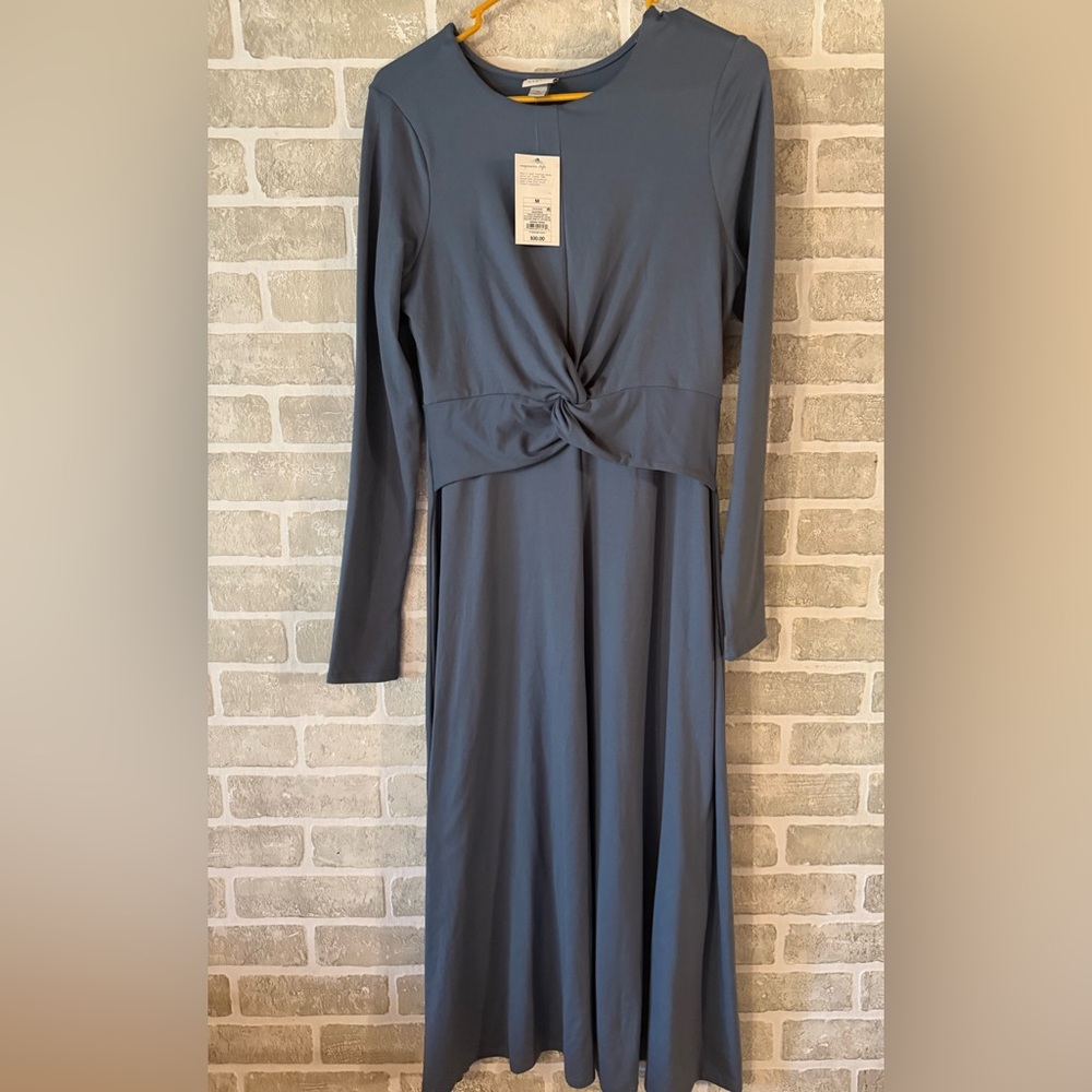 a new day Long Sleeve Twist Front Dress in Slate Blue